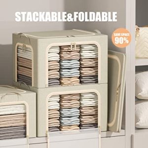 Foldable Clothes Storage Bins with Metal Frame & Clear Window