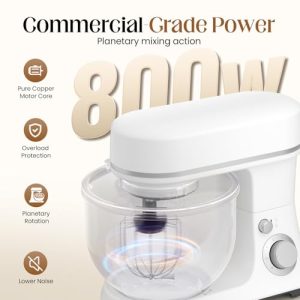 800W Electric Stand Mixer – 5.3QT Bowl, 6-Speed Kitchen Mixer