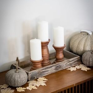 Stonebriar Rustic Wood Bark Serving Tray w/ Metal Handles