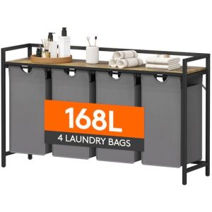 Lifewit 168L 4-Section Laundry Hamper with Shelf