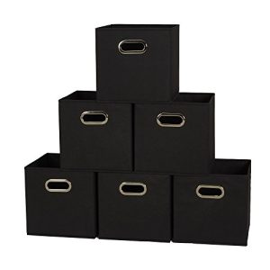 Household Essentials 6-Pack Foldable Fabric Storage Bins, Black