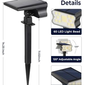 Solar Outdoor Spotlights – 60 LED, IP67 Waterproof, 4-Pack