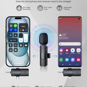 PQRQP 3-in-1 Wireless Lavalier Mic for All Devices