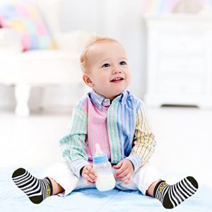 Tphon Toddler Anti-Slip Cotton Crew Socks 12 Pairs