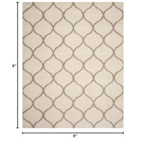 SAFAVIEH Hudson Shag Area Rug: 6’x9′ Ivory/Beige Trellis