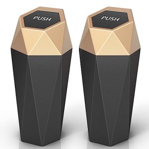 Keyiduid Mini Car Cup Holder Trash Can with Lid - Gold