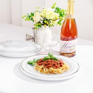 WELLIFE 72-Pc Silver Disposable Dinner Plates (10.25″)