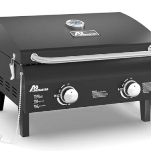Portable Gas Grill: Dual Burners, Thermometer & Wind-Proof
