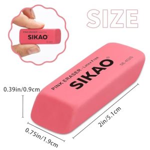 Sikao Pink Erasers – 6 Pack Latex-Free Bevel Erasers