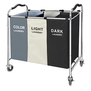 240L Laundry Hamper with Wheels & 3 Sections