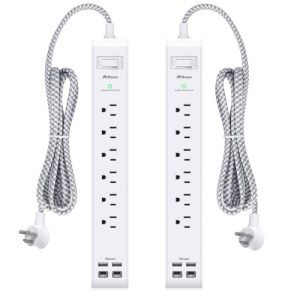 2-Pack Power Strip Surge Protector - 6 Outlets, 4 USB Ports
