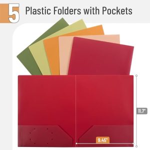 Mr. Pen 5-Pack Assorted Plastic 2-Pocket Folders