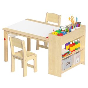 GDLF Kids Art Table & Chairs - Wooden Craft Desk