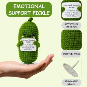 Emotional Support Pickle Crochet with Stand