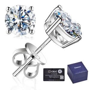 Moissanite Stud Earrings D Color GRA 925 Sterling Silver