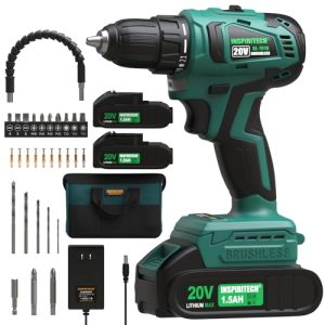 INSPIRITECH 20V Brushless Cordless Drill Kit, 2 Batteries