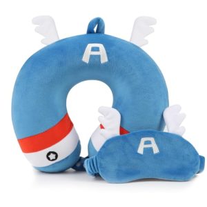 Superhero Memory Foam Travel Pillow with Eye Mask