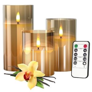 LinYang Vanilla Flameless Candles with Glass Holders