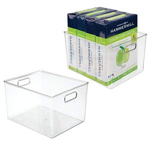 mDesign Large Clear Plastic Storage Bins with Handles (2-Pack)