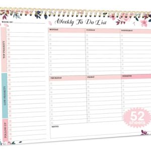 Weekly To Do List Notepad – Undated Desk Planner (8.5×11)