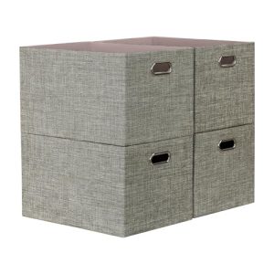 ORGMASTER 4-Pack Collapsible Linen Storage Bins, Coffee