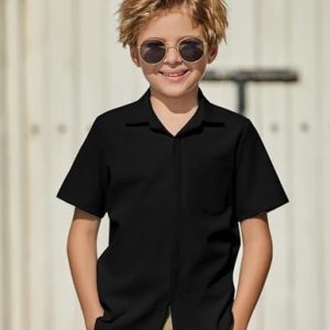Boys’ Black Short Sleeve Dress Shirt – Formal Uniform