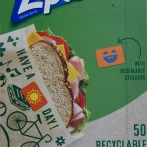 Ziploc Paper Sandwich & Snack Bags – Recyclable, 50 Ct
