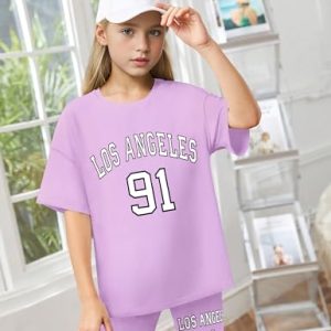 Teen Girl Trendy Graphic Tee & Biker Shorts Set