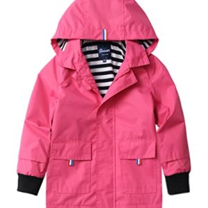 Hiheart Girls' Rose Waterproof Cotton Lined Rain Jacket