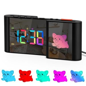 Cartoon Mirror Alarm Clock - RGB, Dual Alarms & USB