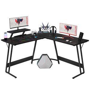 Homall 51″ L-Shaped Gaming Desk – Monitor Riser, Black
