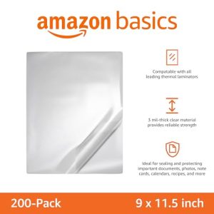 Amazon Basics Clear Thermal Laminator Sheets – 200 Pack
