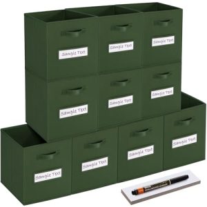 Artsdi 10-Pack 13" Collapsible Fabric Storage Cubes, Green