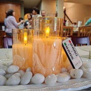 LinYang Vanilla Flameless Candles with Glass Holders