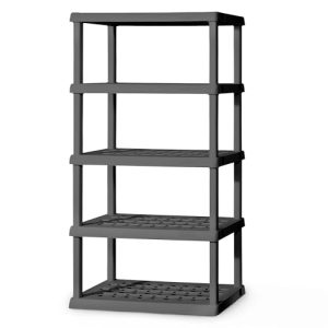 Sterilite 5-Shelf Plastic Storage Rack – Heavy Duty Gray