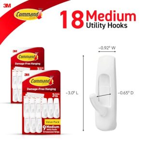 Command Medium Utility Wall Hooks – 18 Pack
