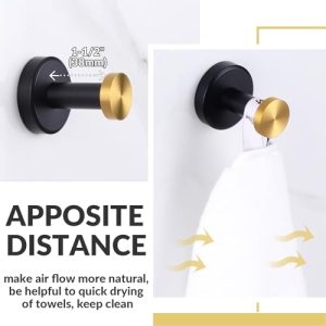 APLusee Black Gold Stainless Steel Robe Towel Hook