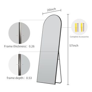 WISSMIELS 57″x20″ Black Arched Full Length Mirror