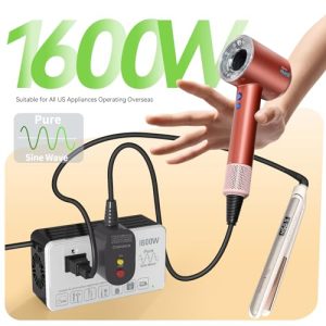 1600W Pure Sine Wave Voltage Converter: Travel Essential