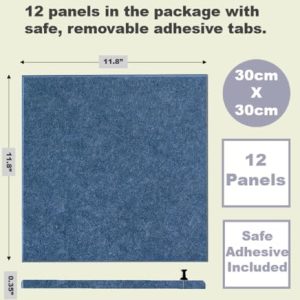 Ocean Blue 47″x35″ Felt Wall Tiles | 12-Pack Cork Board