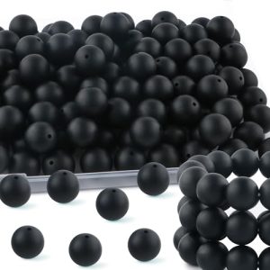 65 Pcs 19mm Black Silicone Beads for Crafts