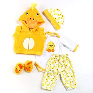 Reborn Baby Doll Clothes Set: Yellow Duck Outfit (5pcs)