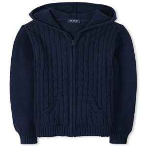 Girls’ Cable Knit Zip-Up Uniform Cardigan – Tidal