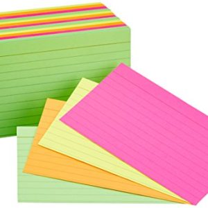 Amazon Basics Ruled Neon Index Cards 3x5 - 300 Pack