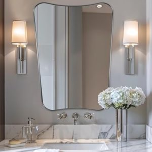 ANDY STAR Chrome Bathroom Mirror - Asymmetrical 22x30"