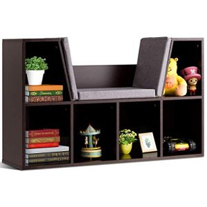 Costzon Kids Bookshelf with Reading Nook & Storage Cubbies