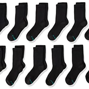 Hanes Boys’ Double Tough Cushioned Crew Socks 12-Pack