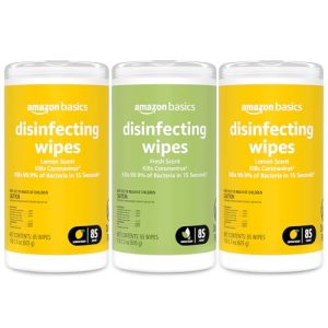 Amazon Basics Sanitizing Wipes - Lemon Scent (255 Count)