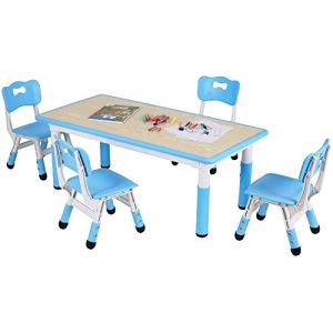 Arlopu Adjustable Kids Table & 4 Chairs Set