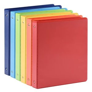 1-Inch 3-Ring Binders, 6-Color Assorted Pack for Office